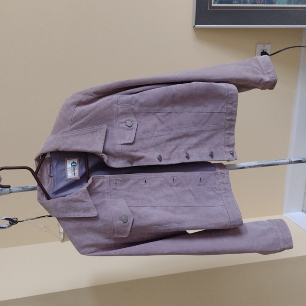 Retro leather lavender jean jacket